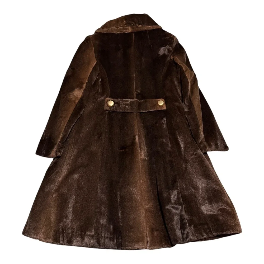 Vintage Debbi Robert Ltd France Made Double Breasted Faux Fur Overcoat Women's 4